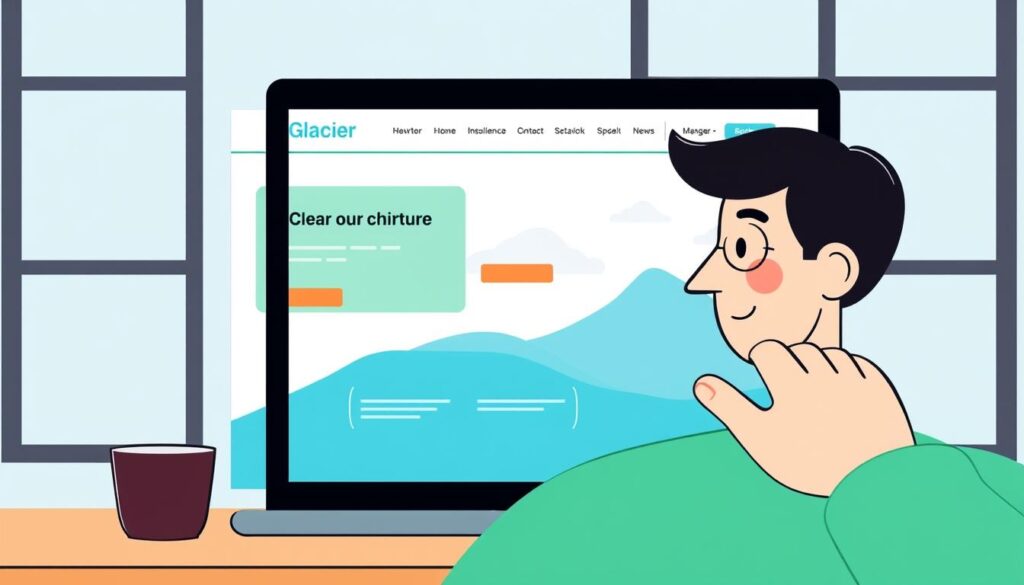 An image of a person logging into the Glacier Insurance Agent portal on a computer.