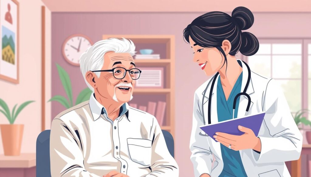Image of a Michigan retiree with a healthcare provider