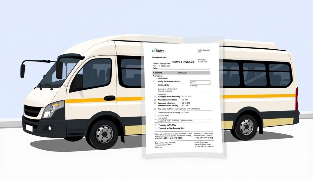Image of a minibus with a temporary insurance policy overlay